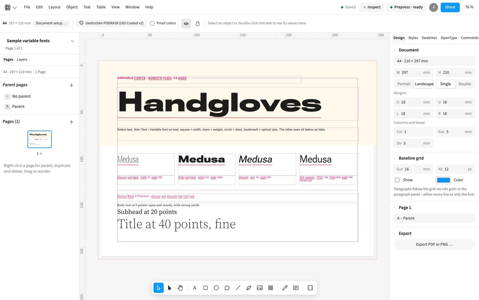Variable fonts example