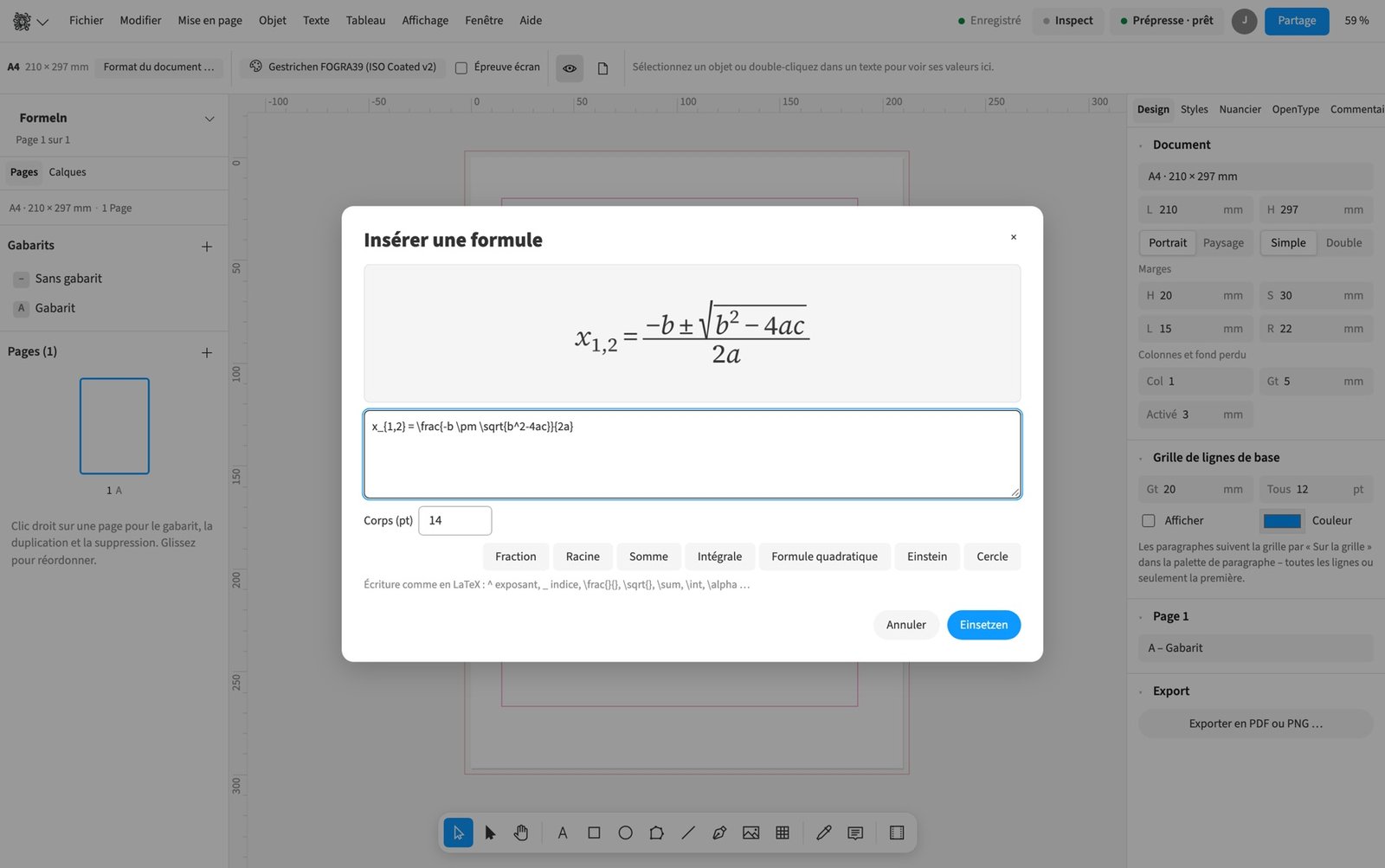 Composition de formules