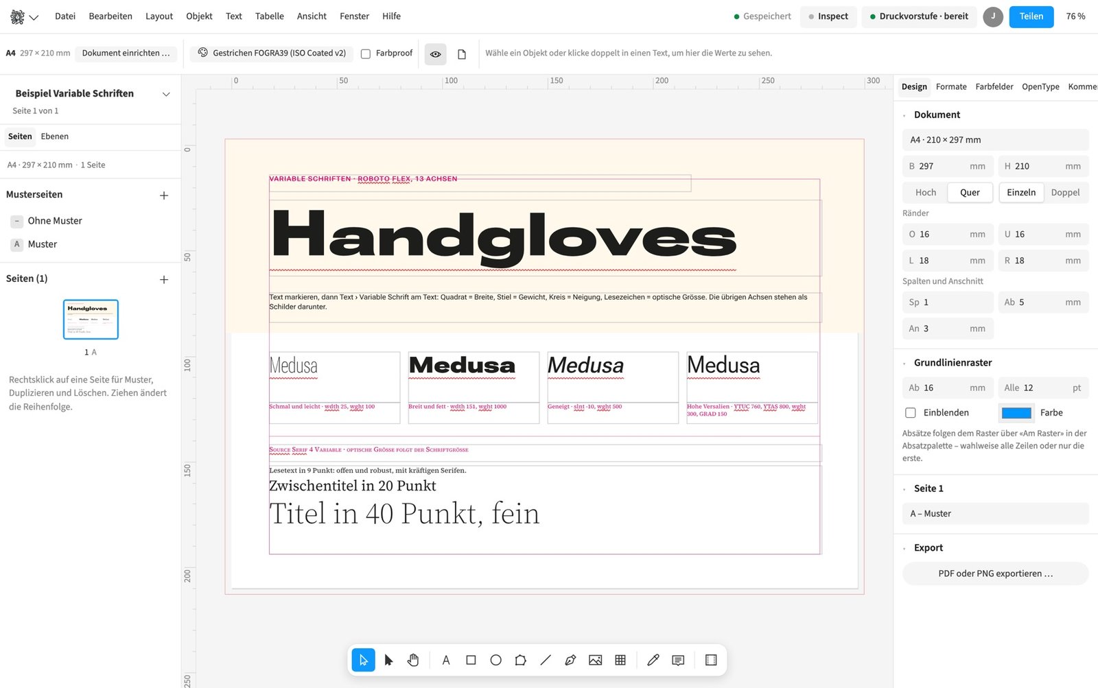 Beispiel Variable Schriften