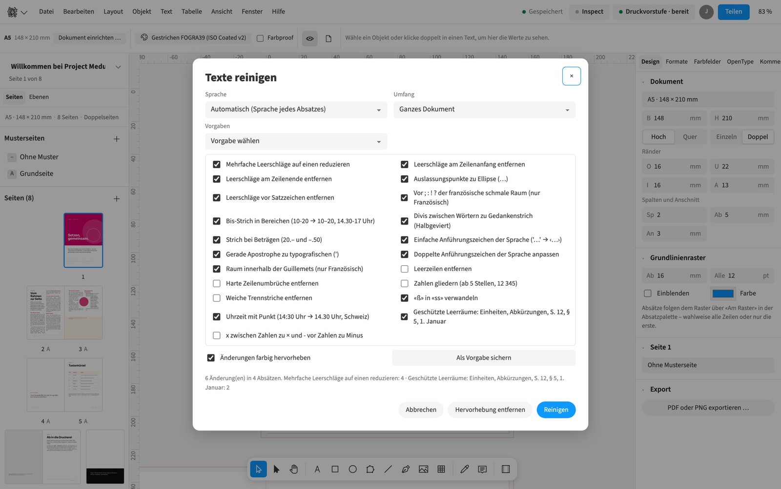 Texte reinigen