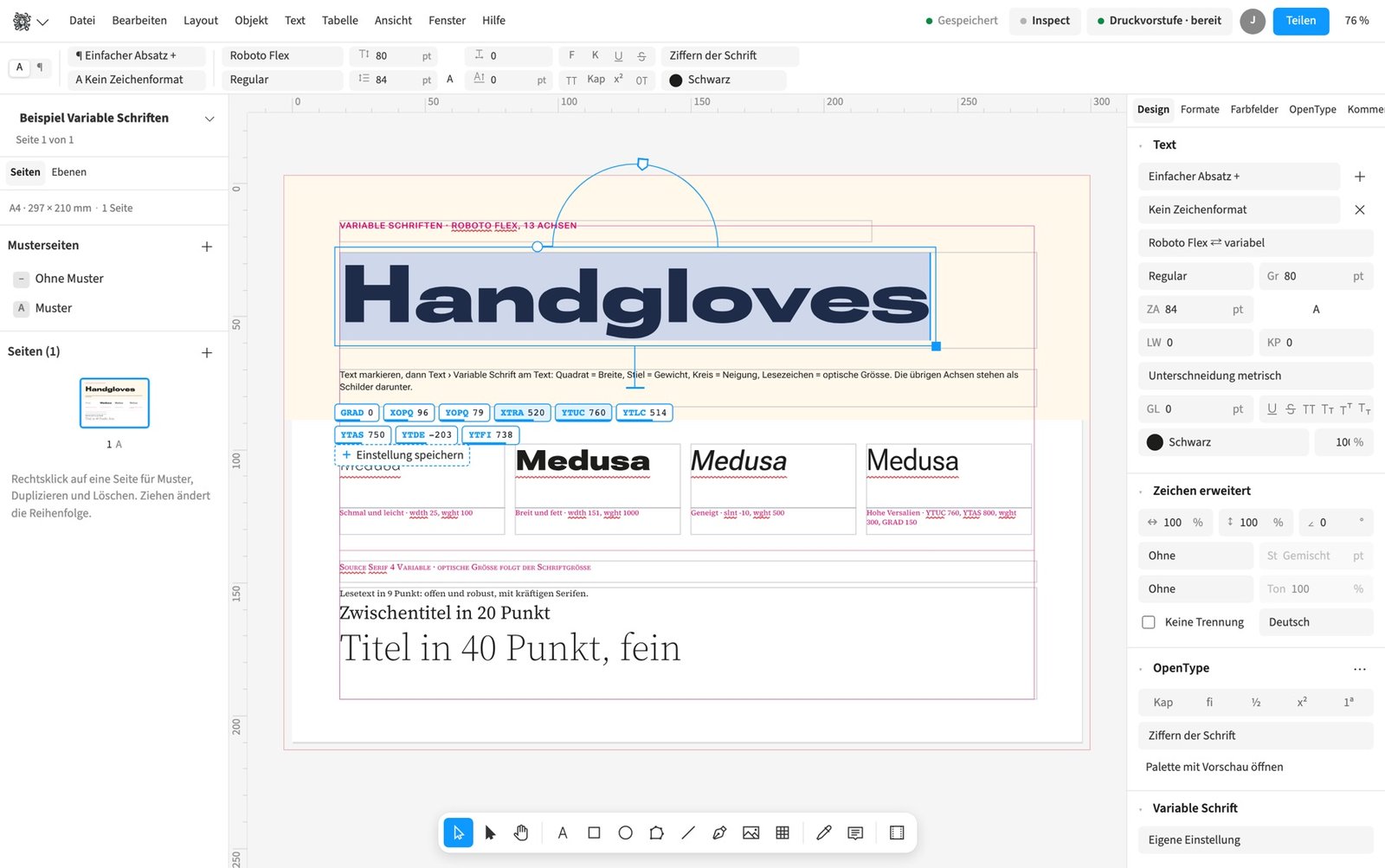 Variable Schriften am Text