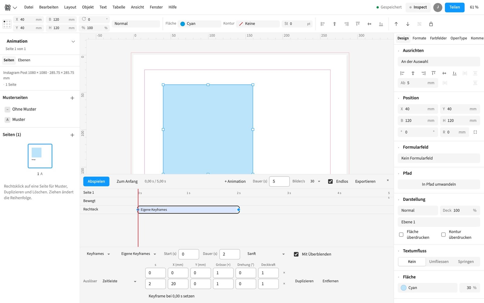 Zeitleiste mit Keyframes